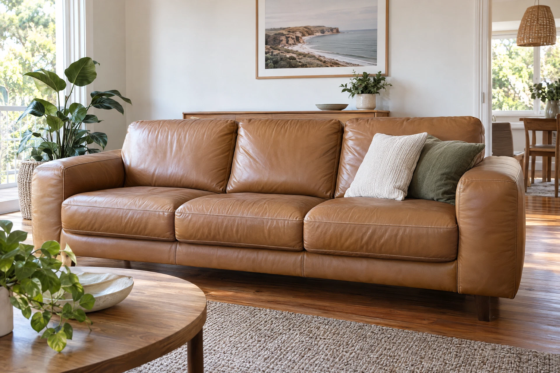 A clean, supple leather armchair after conditioning